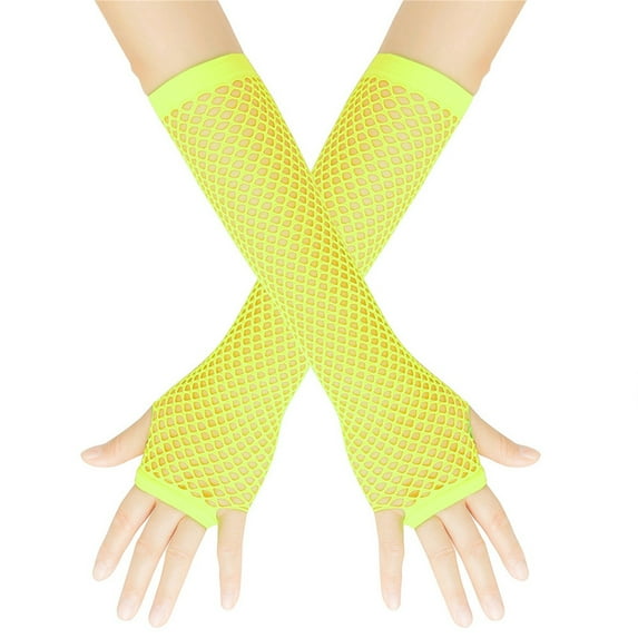 Fishnet Party Gloves Under $5, Baberdicy Fishnet Gloves Stretchy Sexy Long Fingerless Punk Party Nightclub Cosplay Light Yellow Universal Size