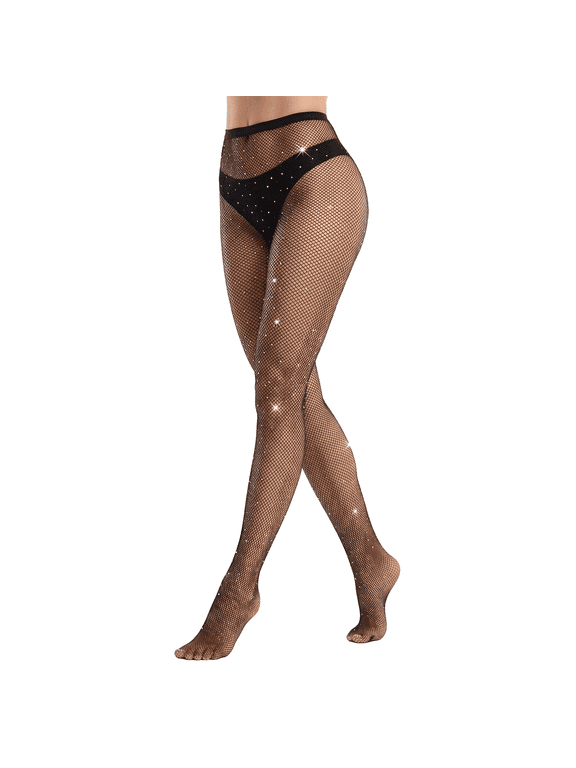 Sexy Sparkly Fishnet Stockings for Women, Rhinestone Glitter Mesh Tights Stocking Pantyhose for Party Concert