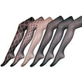 thumbnail image 1 of Fishnet Tights for Women – High Waist, S–Plus Size, 6-Pack, Black Brown Navy – CHIRRUPY CHIEF( Black,6-Z-1(S-L)), 1 of 1