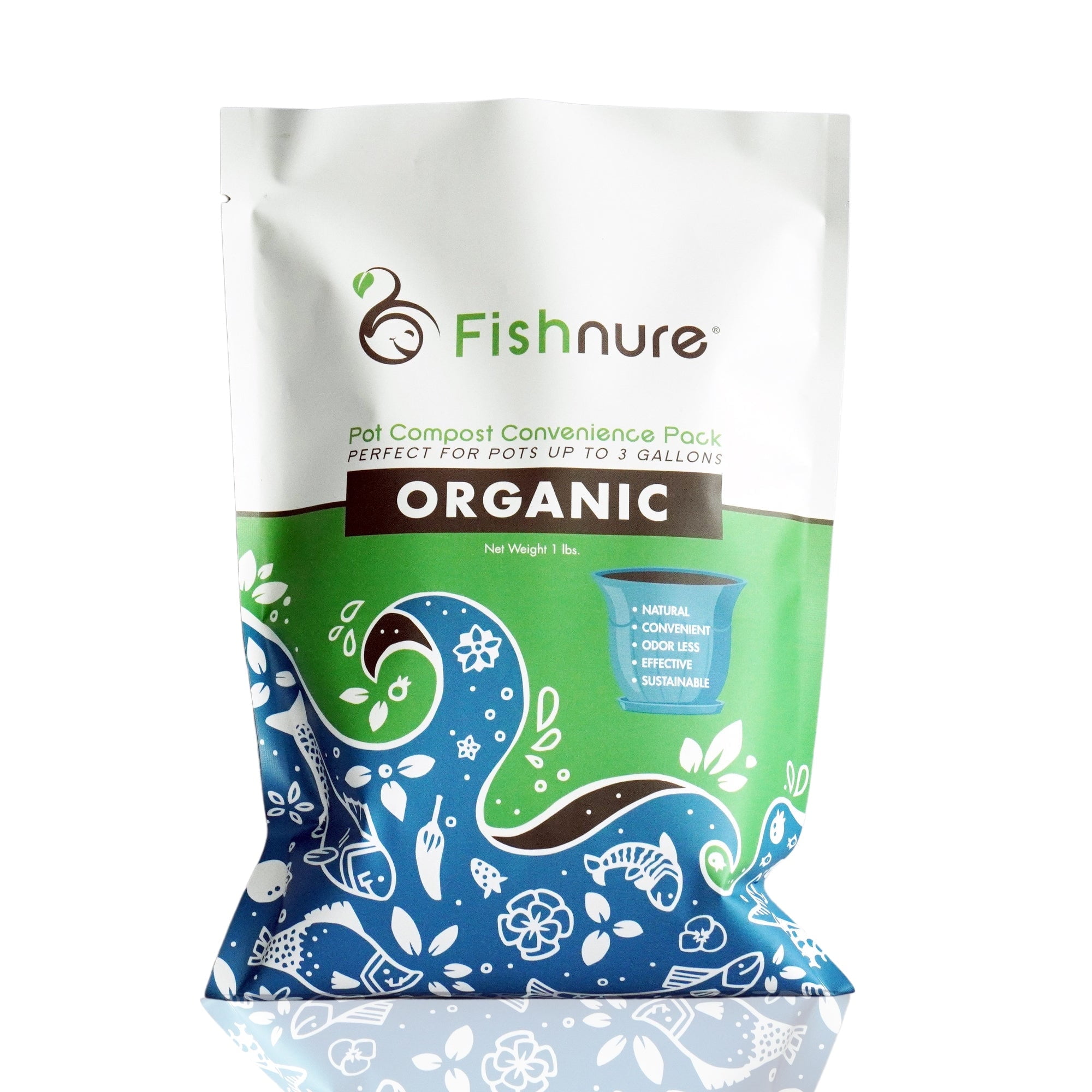 Fishnure 1 lb Odorless Organic Compost Fertilizer made from Fish Manure - Omri Listed plant fertilizer for indoor and outdoor use