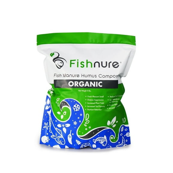 Fishnure 8 lb. Odorless Organic Compost Fertilizer made from Fish Manure - Omri Listed plant fertilizer for indoor and outdoor use