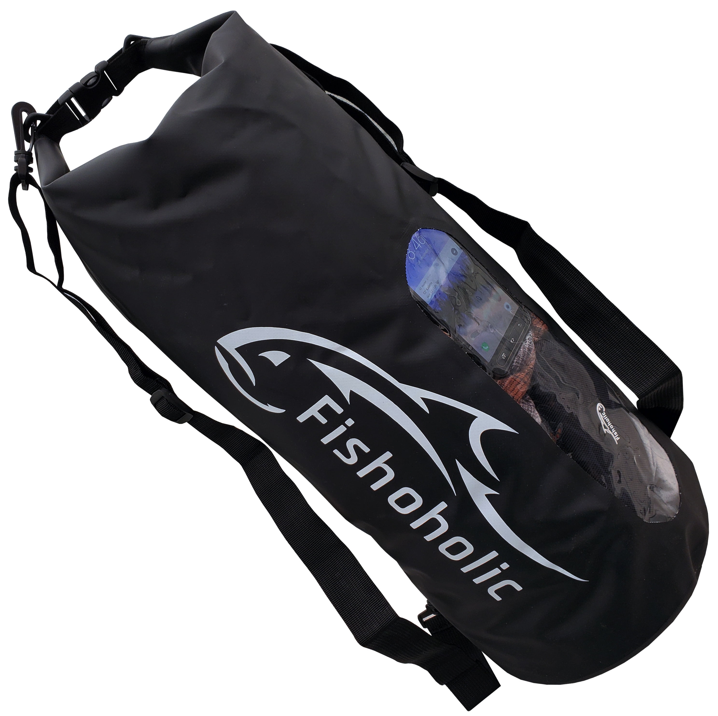 Fishoholic Dry Bag - Waterproof Gear Bags - Fail-Safe Snap - Made Tough & Durable for Kayaking Boating Fishing Hiking Camping Paddle Board & Tailgaiting (Blk, 30L)