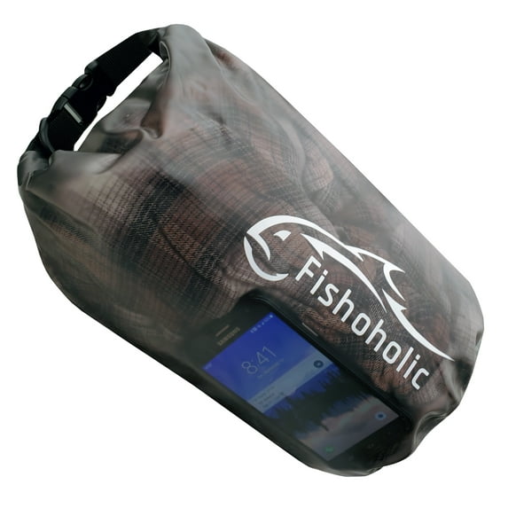 Fishoholic Dry Bag - Waterproof Gear Bags - Fail-Safe Snap - Made Tough & Durable for Kayaking Boating Fishing Hiking Camping Paddle Board & Tailgaiting (semi-clear, 5L)
