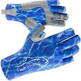 thumbnail image 1 of Fishoholic Fingerless Fishing Glove L/XL w' Super Grip UPF50+ Sun Protection Fishing Gloves Sun Screen UV Glove for Men and Women Kayaking Hiking Paddle Board Paddling Rowing Canoe (BlueCamo, L/X, 1 of 4