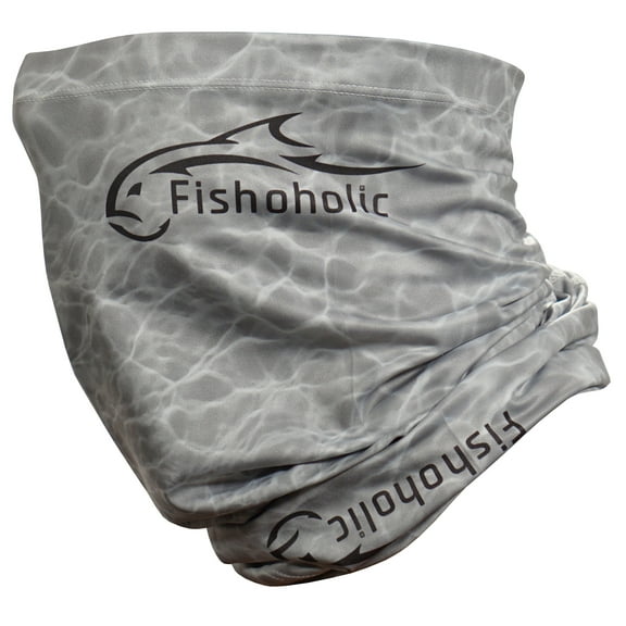 Fishoholic Fishing Face Mask Buff -3 Colors- UPF50+ Fishing Neck Gaiter Wind Dust Sun Protection Hunting Bandana (GreyH2OCamo)