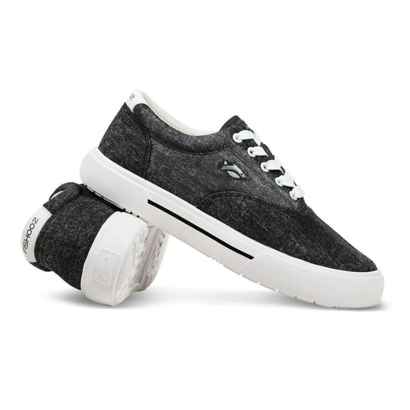 Fishooz Sunwashed Lace Shoes, Black/White, Size 13, Casual Footwear (SUN-MLC-BLK-M13)
