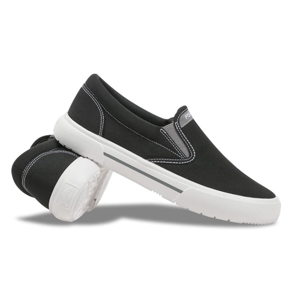 Fishooz Women's Sunbrella Slip-On Shoes, Black/White, Size 9, Comfortable Casual Footwear (SBR-WSO-BLK-W09)
