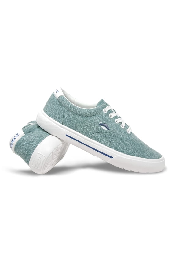 Women's Sunwashed Lace Shoes, Teal/White, Size 8, Casual Canvas Sneakers (SUN-WLC-TEL-W08)