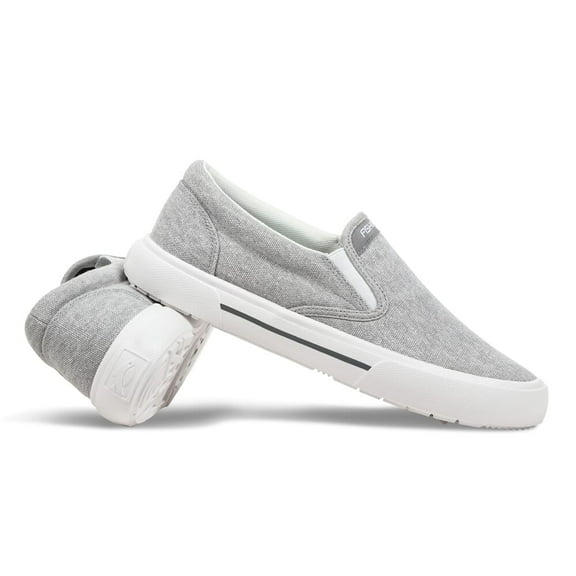 Fishooz Women's Sunwashed Slip-On Shoes, Grey/White, Casual Comfort, Size 6 (SUN-WSO-GRY-W06)