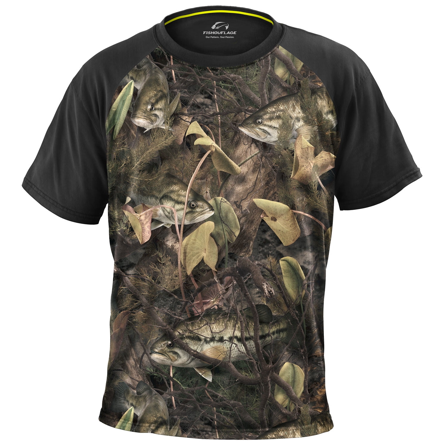 Fishouflage Walleye Camo Fishing Shirt Riptide Short Sleeve Performance Shirt for Men (XL