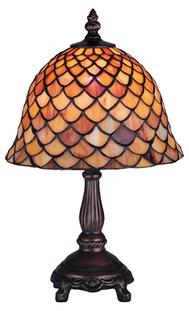Tiffany Inspired 13.5" Stained Glass Bronze Table Lamp