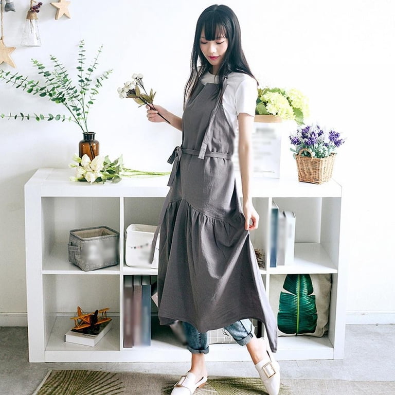 Fishtail Apron for Women Soft Cotton Japanese Style Artists Smock Kitchen Baking with Pockets - Walmart.com Fishtail Apron for Women Soft Cotton Japanese Style Artists Smock Kitchen Baking with Pockets - Walmart.com
