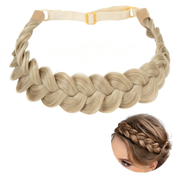 Fishtail Braid Wig Headband for Women, Adjustable Elastic Braided Hair Band, Boho Styling Hair Accessory for Daily & Party