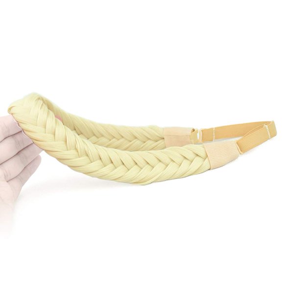 Fishtail Braided Headband Synthetic Hair Light Blonde Chunky Plait Women