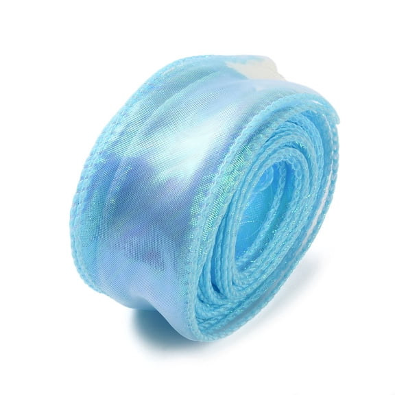 Fishtail Yarn Iridescent Ribbon for Bowknot Making Gift Wrapping Light Blue 1-5/8 inch(40mm) about 9.84 Yards(9m)/Roll