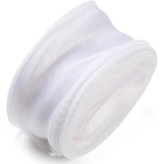 Fishtail Yarn Iridescent Ribbon for Bowknot Making Gift Wrapping White 1-5/8 inch(40mm) 9.84 Yards(9m)/Roll