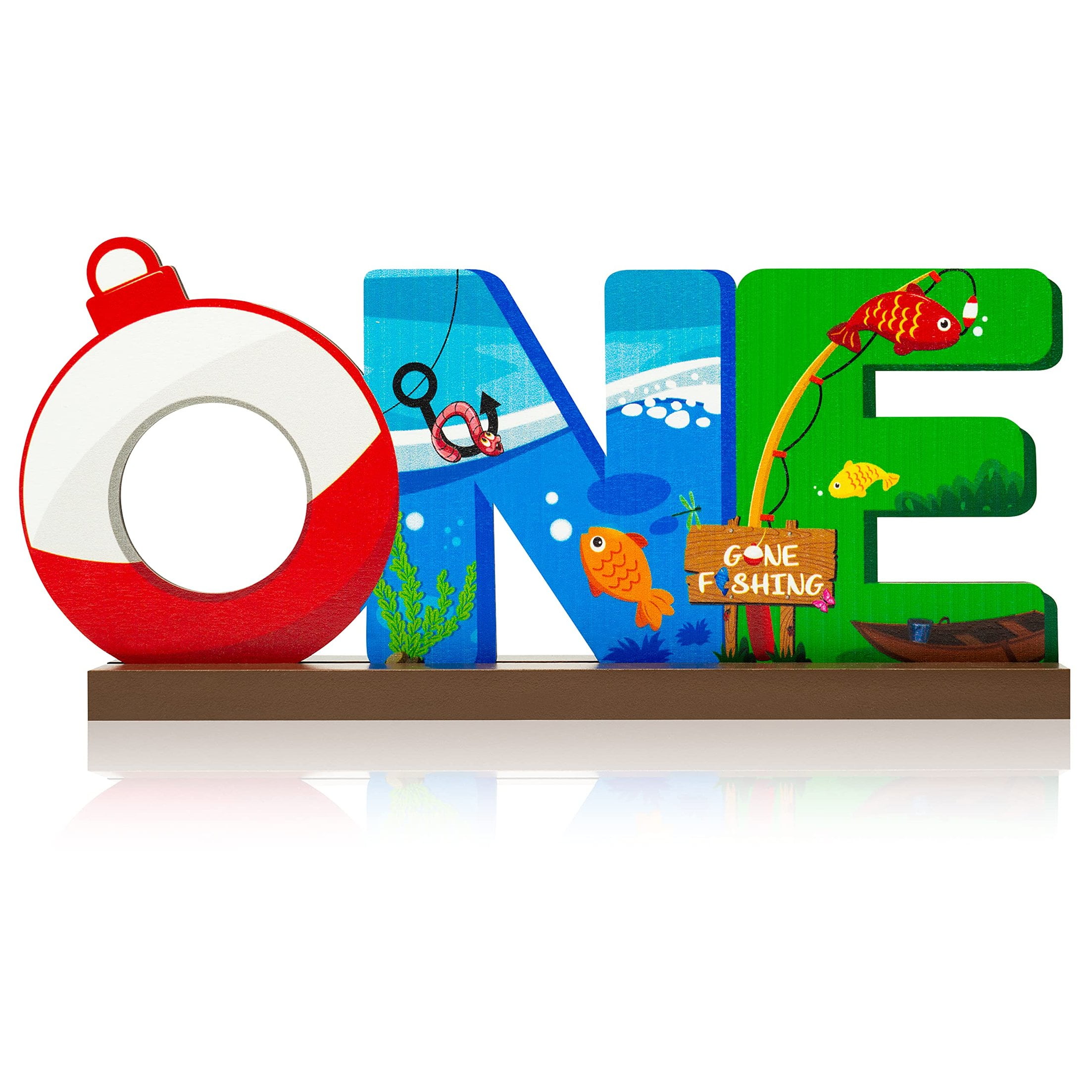Fishy Fun Letter Table Centerpiece - Perfect for 1st Birthday Party Decorations! Summer Fishing Theme Supplies for Boys \u0026 Girls Photo Props