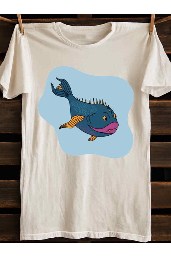 Fishy Fun T-Shirt fish t shirt print men's 180G 100% Cotton white Cool shirts , Funny shirts , t shirt Spring and summer clothing Soft and comfortable Daytime and weekend wear for men funny for 60 y