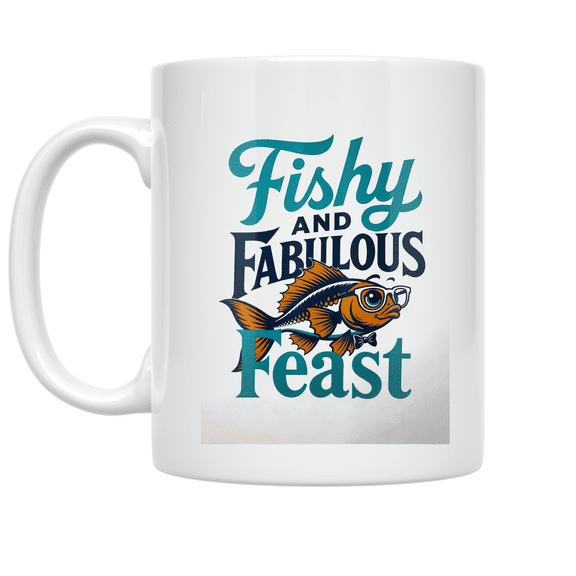 Fishy and Fabulous Feast - Coastal Flavor Enthusiast - 11 oz Ceramic Coffee Mug