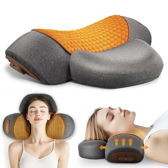 Fisiorest 3-In-1Neck Massager Pillow,Neck Massager for Pain Relief Deep Tissue, Massage Pillow with Heat, Vibration & Airbag Traction, 3D Ergonomic Cervical Hump Corrector Massage for Home Office