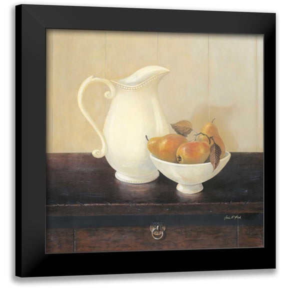 Fisk, Arnie 12x12 Black Modern Framed Museum Art Print Titled - Creamware with Pears