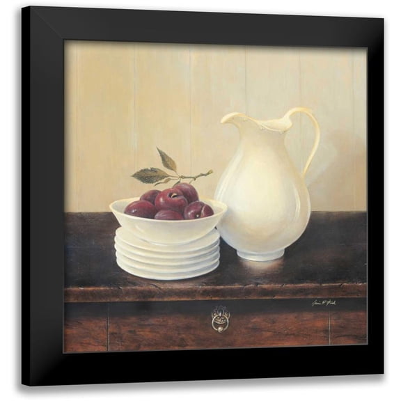 Fisk, Arnie 12x12 Black Modern Framed Museum Art Print Titled - Creamware with Plums