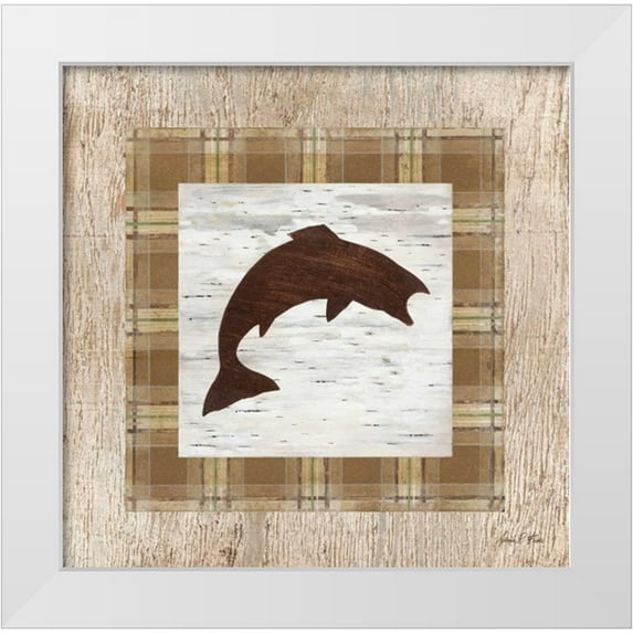 Fisk, Arnie 15x15 White Modern Wood Framed Museum Art Print Titled - Jumping Salmon