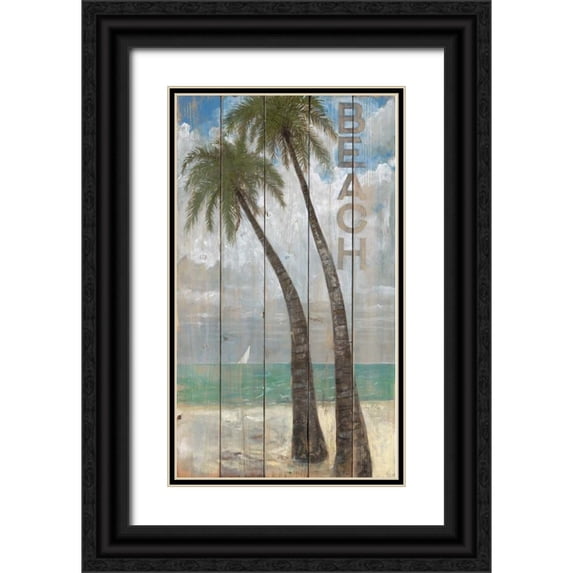 Fisk, Arnie 15x24 Black Ornate Wood Framed with Double Matting Museum Art Print Titled - Beach Sign