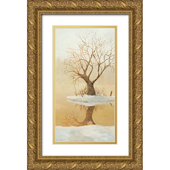 Fisk, Arnie 19x32 Gold Ornate Wood Framed with Double Matting Museum Art Print Titled - Winter Glow Panel 2