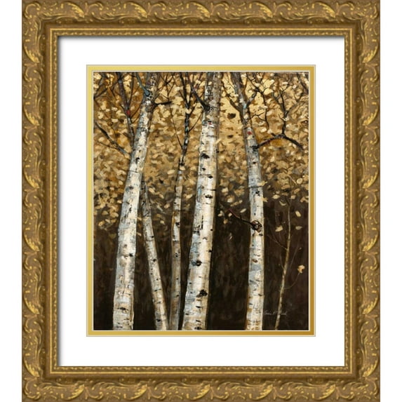 Fisk, Arnie 26x30 Gold Ornate Wood Framed with Double Matting Museum Art Print Titled - Shimmering Birches 2