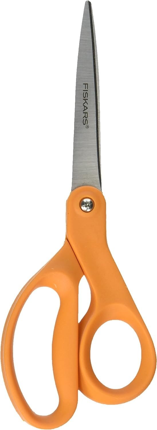 Fiskars 01-004342 Home and Office Scissors, 8-Inch Length, Stainless Steel, Straight, Orange Handle