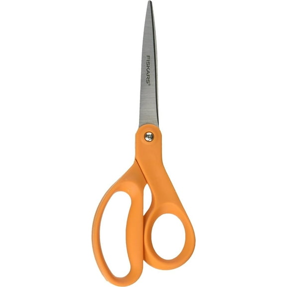 Fiskars 01-004342 Home and Office Scissors, 8-Inch Length, Stainless Steel, Straight, Orange Handle