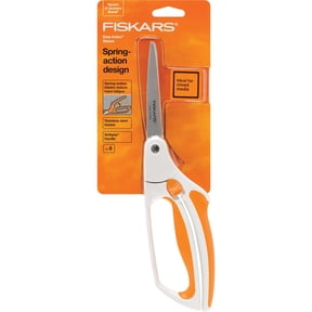 Fiskars Easy Action Fabric Scissors - Spring-Assisted Bent Handle Craft Shears with Stainless Steel Blades for Precision Cutting