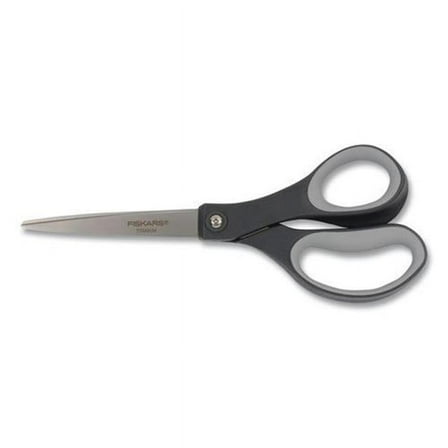 Fiskars 1067265 8 in. Long 3.1 in. Cut Length Straight Handle Everyday Titanium Softgrip Scissors - Dark Gray