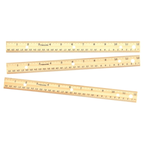 Fiskars 12-Inch Wooden Ruler 3-Pack