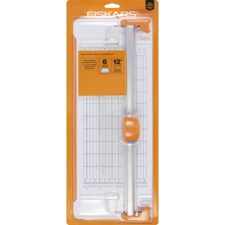 Fiskars 12" Rotary Paper Trimmer, 28mm, Orange/Clear