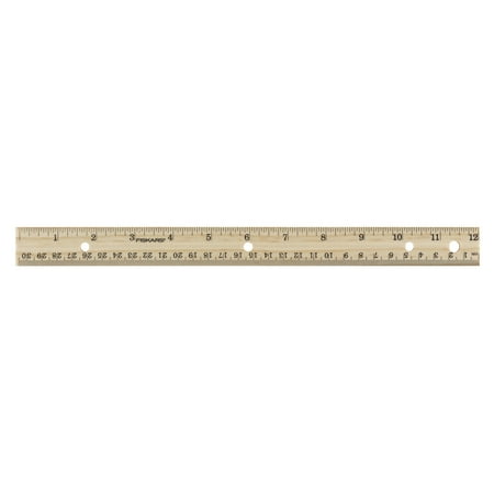 Fiskars 12" Wood Ruler, inches and Centimeters, Natural Finish, 1 Count, Straight Edge Ruler