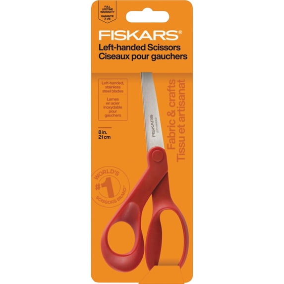 Fiskars Left-Handed Scissors 1294508697WJ Bent - Stainless Steel - 8 In, Orange