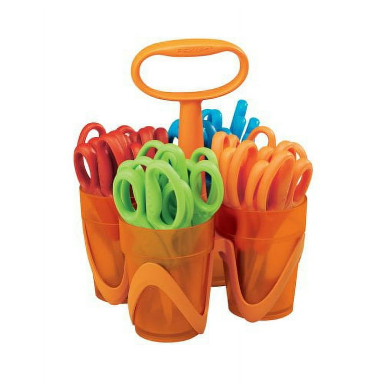 Fiskars 194160 Back to School Supplies, Kids Scissors Bulk Blunt-tip with  4-Cup Carrying Art Caddy, 24 Pack, Colors may vary 