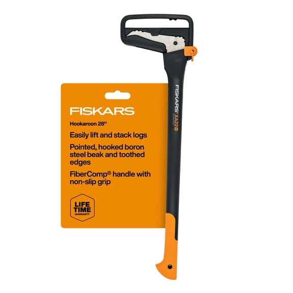 Fiskars 28" Hookaroon Saves Your Back - Lift & Load Heavy Rounds of Firewood and Split Wood, Black