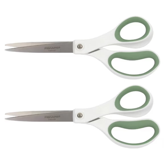 Fiskars 2pk Titanium Softgrip Scissors White