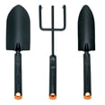 thumbnail interactive-video image 1 of Fiskars 3 Piece Garden Tool Set with Trowel, Transplanter and Hand Cultivator in Black, 1 of 10