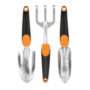 Fiskars 3-in-1 Gardening Tools - Trowel, Transplanter, Cultivator for Gardening - Lawn and Garden - Black/Orange