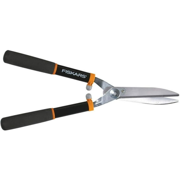 Fiskars Power Lever Hedge Shears - 8" Stainless Steel Blades - Plant Cutting Scissors with Sharp Precision-Ground Steel Blade
