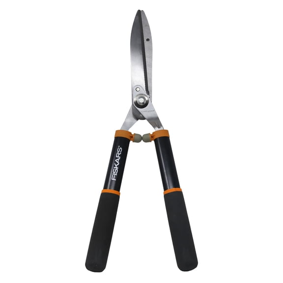 Fiskars Power Lever Hedge Shears - 8" Stainless Steel Blades - Plant Cutting Scissors with Sharp Precision-Ground Steel Blade