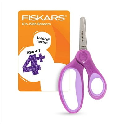 Fiskars 5" Sparkle SoftGrip Blunt Kids Scissors Purple