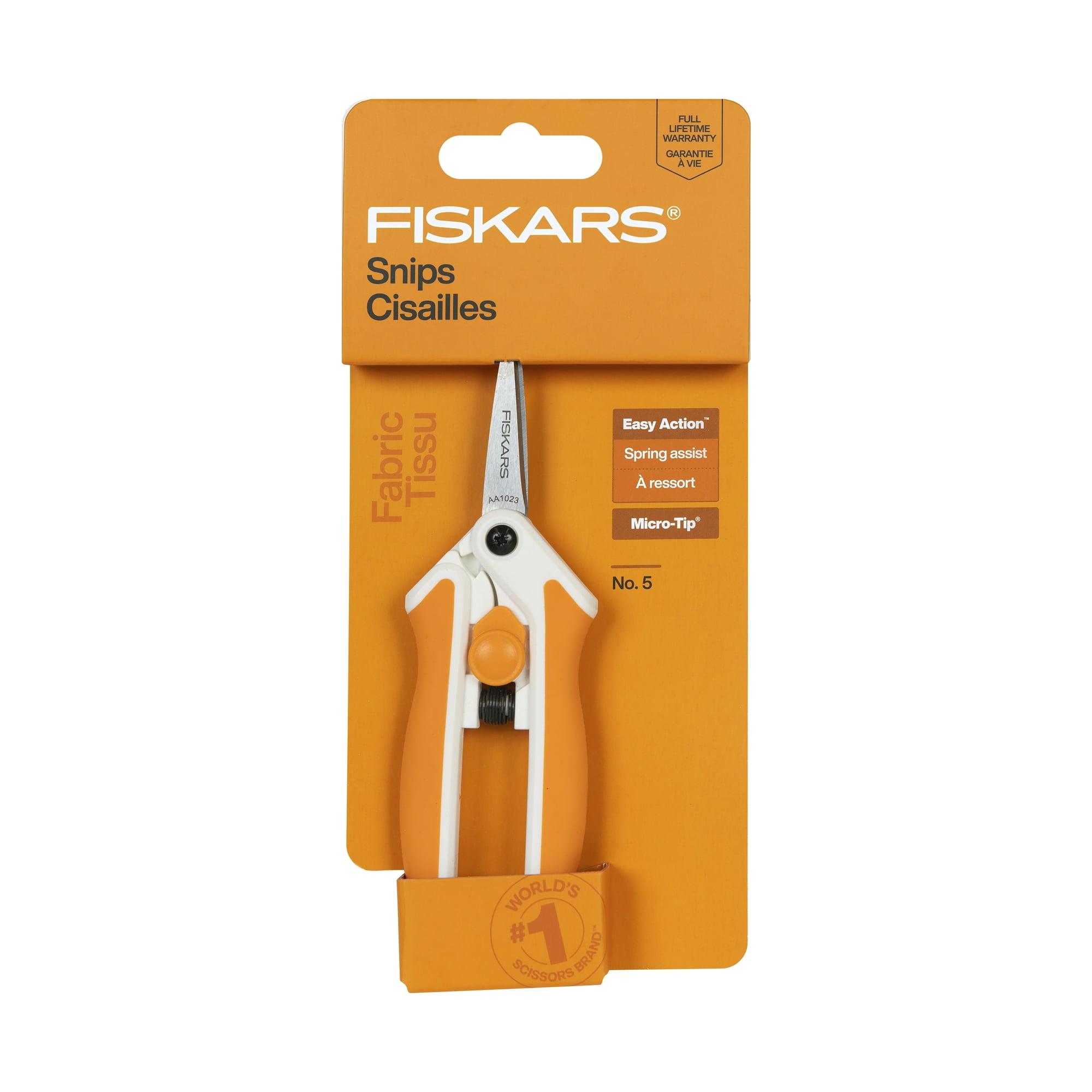 Fiskars 5 Inch Micro-Tip Easy Action Scissor, White