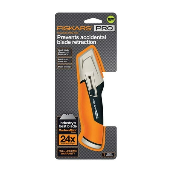 Fiskars  5 in. Pro Retractable Utility Knife, Orange