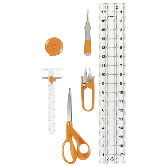 Fiskars 6 Piece Sewing Essentials Set, Orange