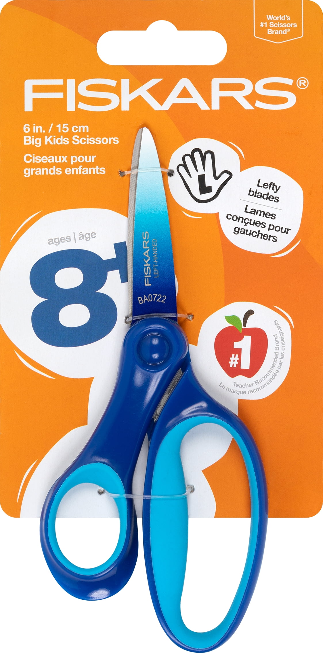 Fiskars 6-inch Left Handed Kids Scissor Ages 8-11, Blue Ombre, 1 Count, School and Craft Scissors